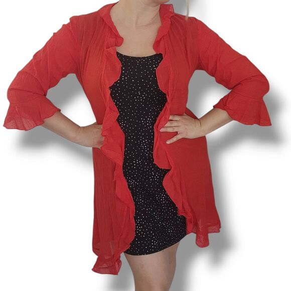 April Cornell Trading Kimono S Whimsy Duster Red Cottage Boho Fairy Rockabilly - Picture 1 of 8